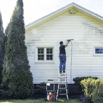 pressure washing house